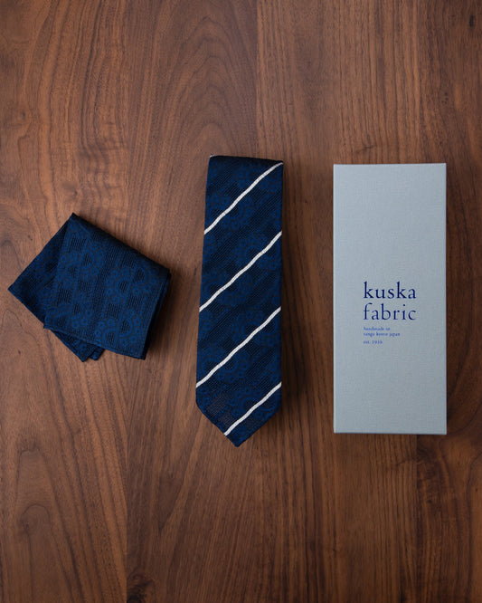 [Art] CHAIN CHAIN Tie & Pocket Square Dark Navy