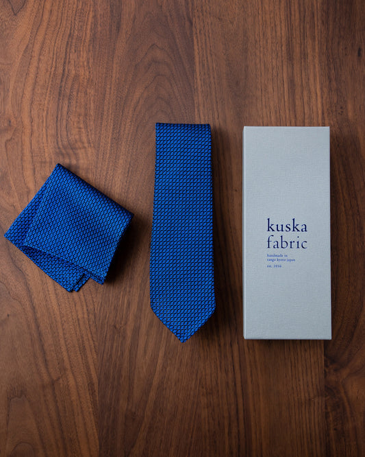 Executive Garza Tie & Pocket Square Tango Blue