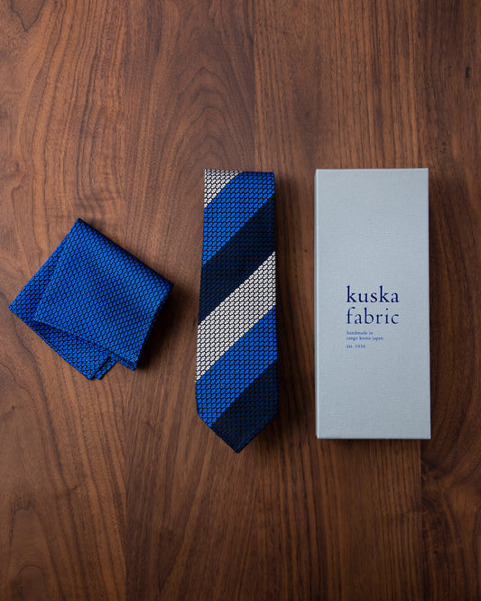 Executive Garza Tie (3 colors) & Pocket Square Tango Blue II