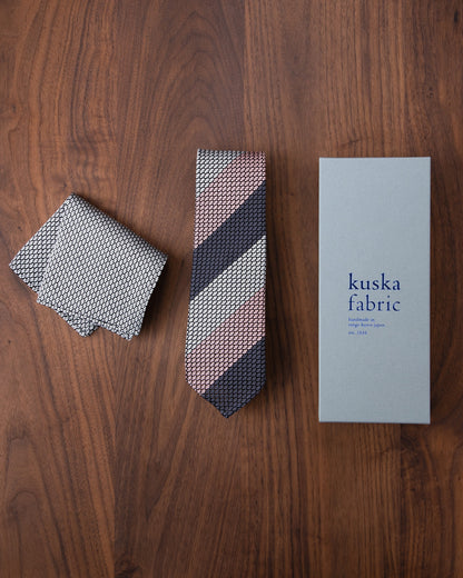 Executive Garza Tie (3 colors) & Pocket Square White Gray