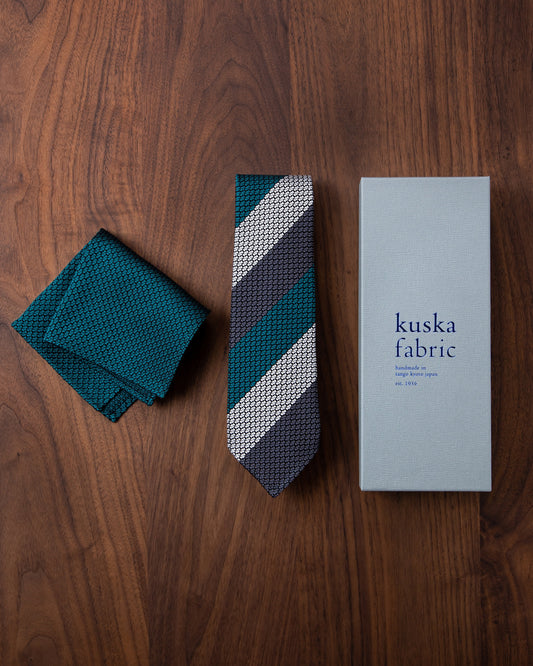 Executive Garza Tie (3 colors) & Pocket Square Dark Green