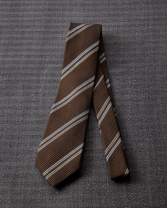 2 Line Regimental Tie Brown