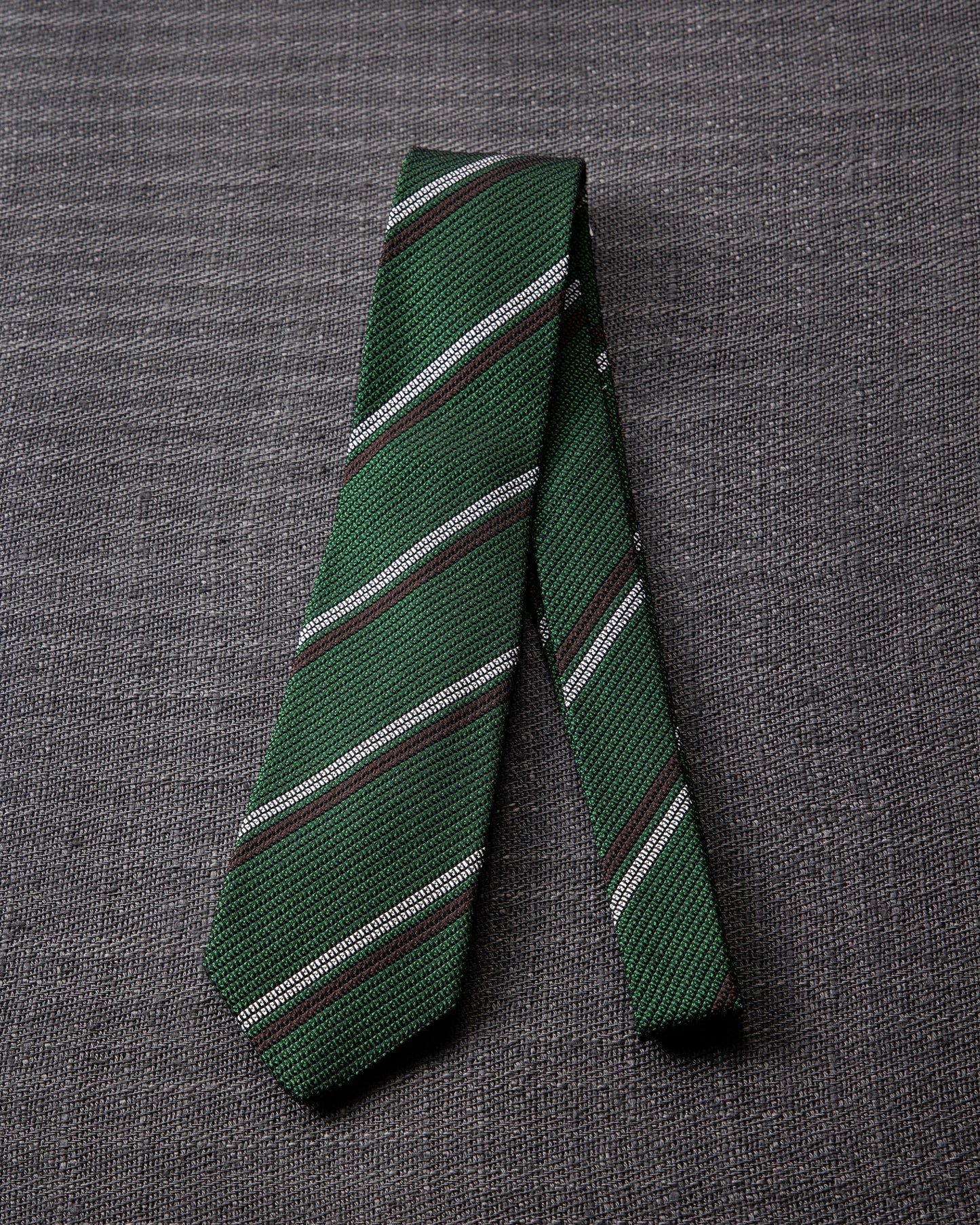 2 Line Regimental Tie Green