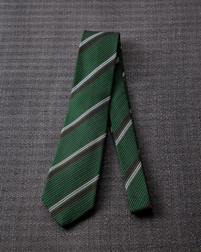 2 Line Regimental Tie Green