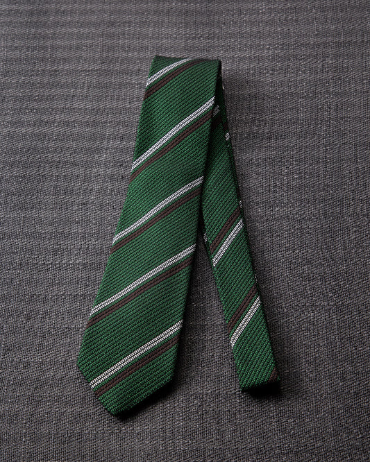 2 Line Regimental Tie Green