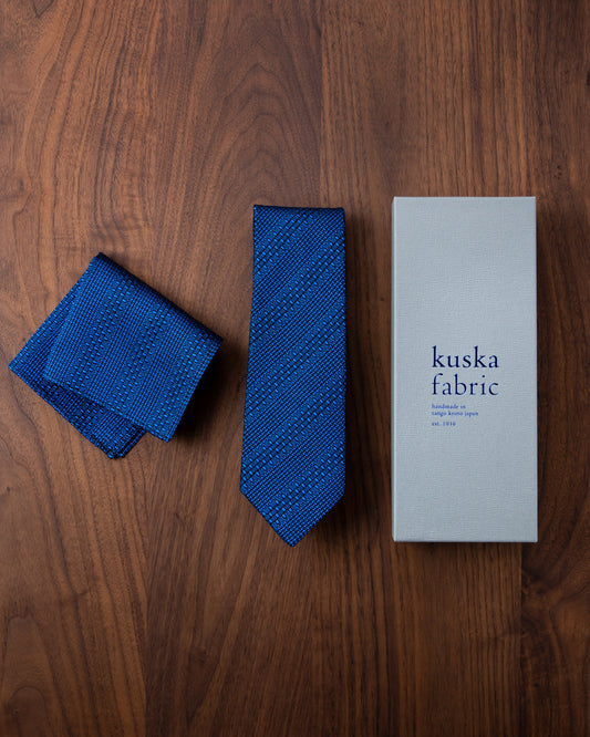 Tango Jacquard Tie & Pocket Square Tango Blue