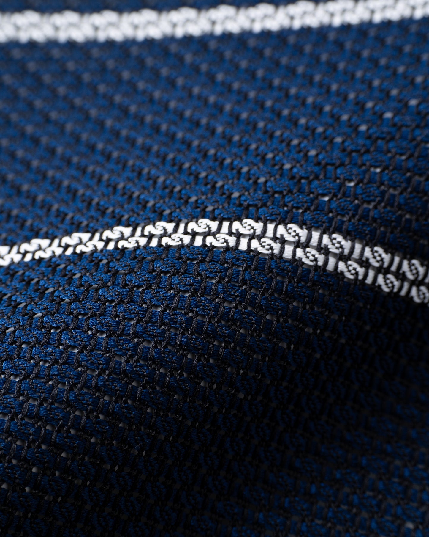 Garza White Line Tie Dark Navy