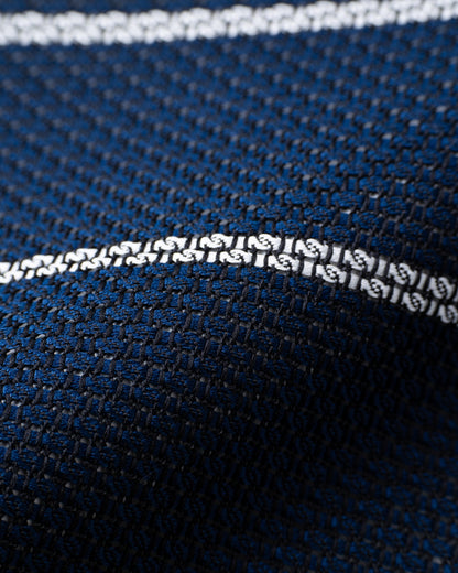 Garza White Line Tie Dark Navy