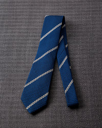 Garza White Line Tie Navy