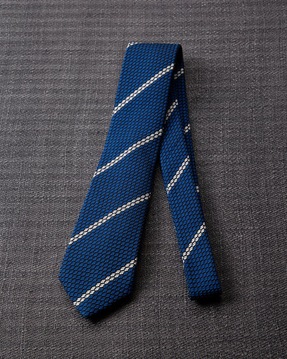 Garza White Line Tie Navy