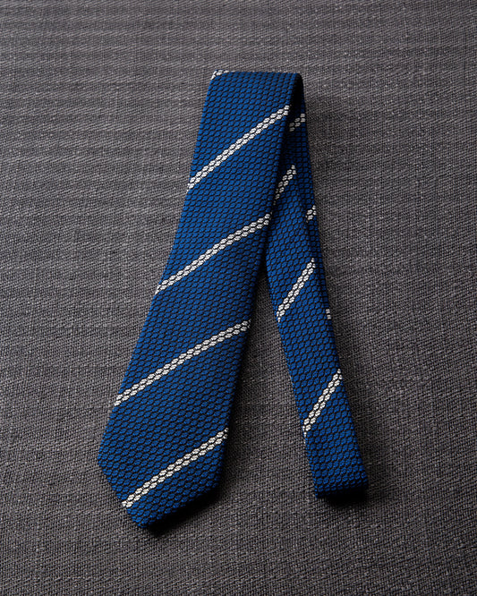 Garza White Line Tie Navy