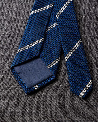 Garza White Line Tie Navy