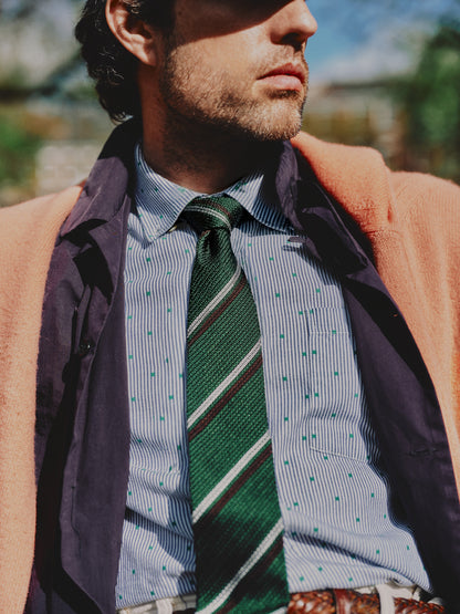 2 Line Regimental Tie Green