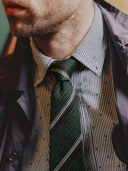 2 Line Regimental Tie Green