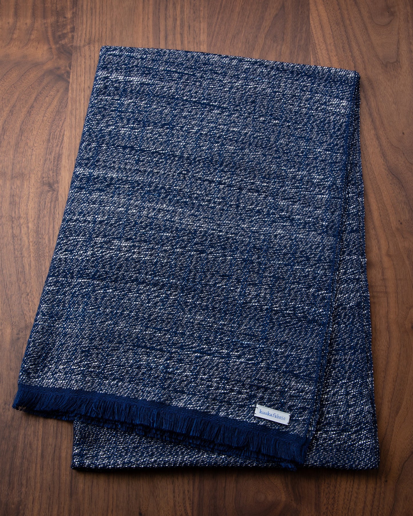 Silk Floss Scarf Mix Navy x White
