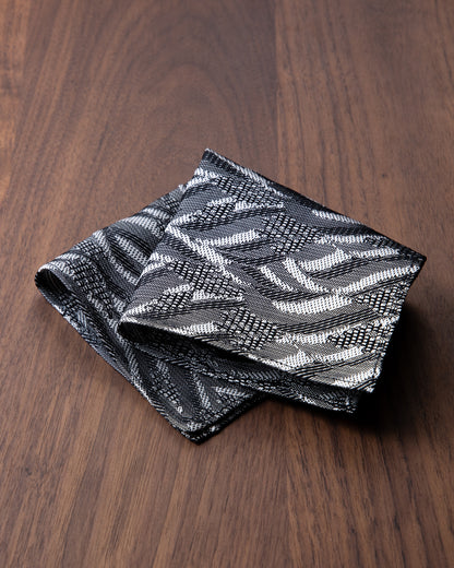 [Art] WAVE HEAD Tie & Pocket Square White Gray